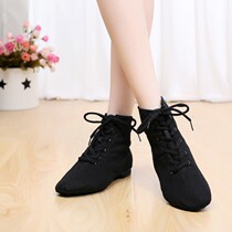 Jazz Shoes Dance Shoes High Bunch Black Canvas Folk Ballet Shoes Men and women Modern Skilled Shoes Soft Bottom