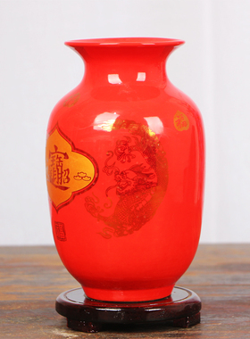 景德镇黄色客厅酒柜工艺品小花瓶