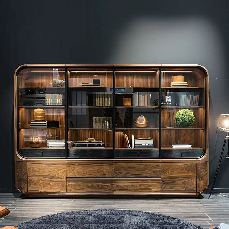 新中式博古架实木书架落地置物架黑胡桃木客厅展示柜储物收纳柜子,淘宝优惠券,粉丝福利购,淘宝优惠卷