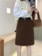 Large size high waist woolen midi skirt to make you look slim skirt