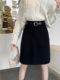 Large size high waist woolen midi skirt to make you look slim skirt