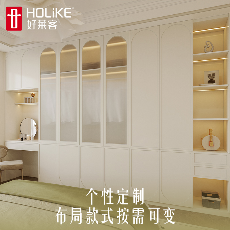 好莱客走入式衣柜转角衣帽间柜子全屋定制 书柜一体整墙轻奢定制 - 图1