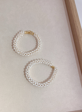 天然淡水珍珠毛毛虫手链3-4mm天然淡水珍珠（一物一拍）