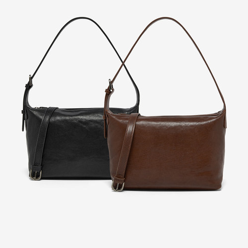 Bata2025冬季新款牛皮柔软轻便单肩腋下包25B01DX5 - 图3