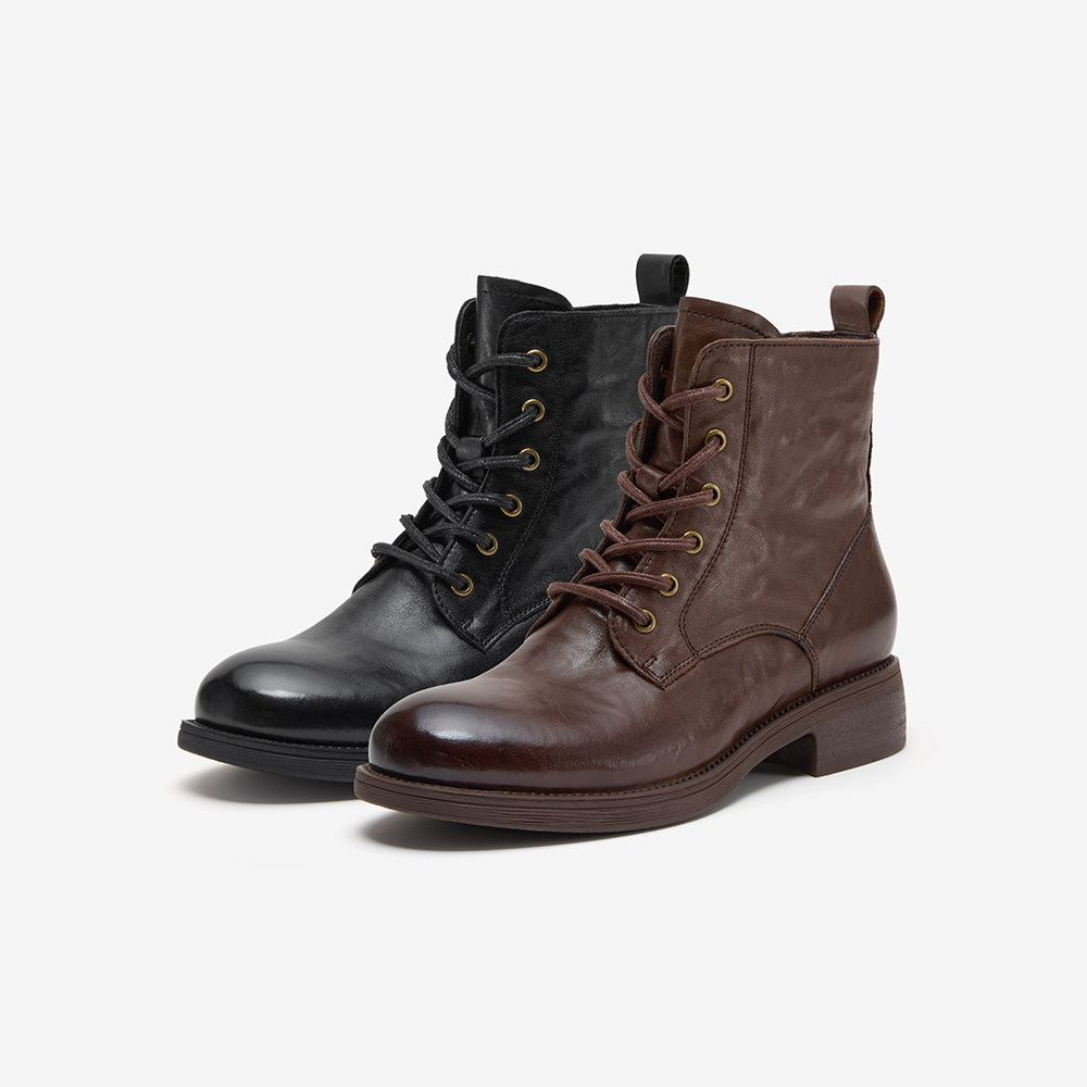 Bata马丁靴2025冬季新款复古英伦风牛皮时尚粗跟时装靴58028DD5,淘宝优惠券,粉丝福利购,淘宝优惠卷