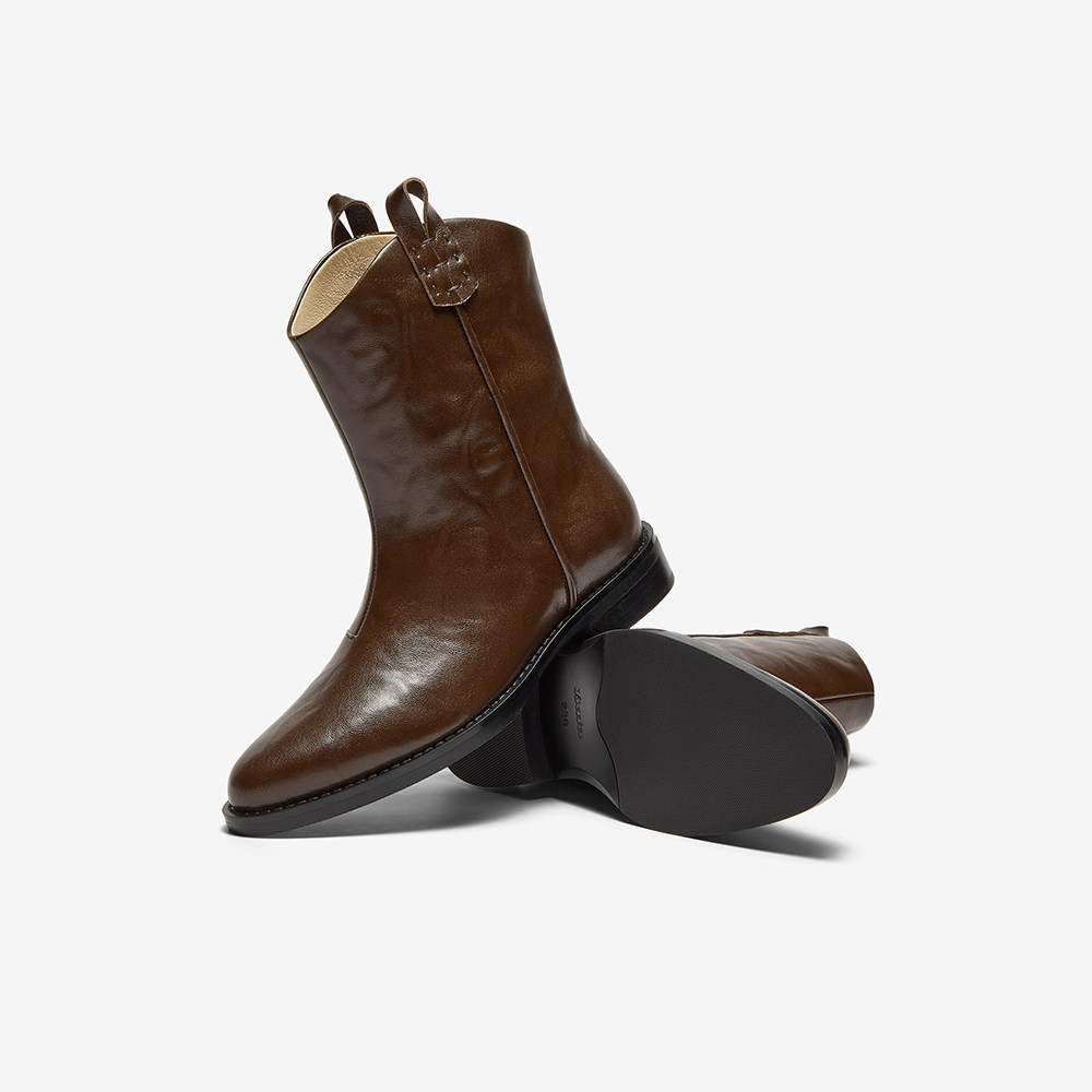 董璇同款Bata小耳朵西部靴女冬季新款复古百搭中筒时装靴53523DZ4,淘宝优惠券,粉丝福利购,淘宝优惠卷