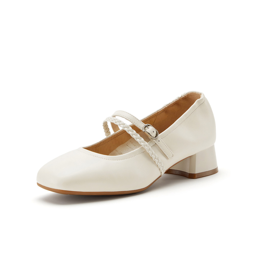 Bata玛丽珍鞋女2026春季新款舒适粗跟软底羊皮浅口单鞋AMK24AQ6,淘宝优惠券,粉丝福利购,淘宝优惠卷