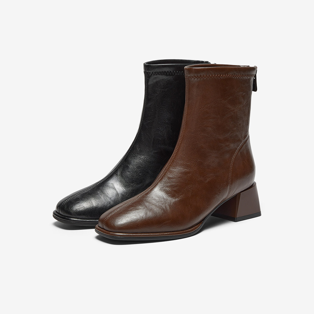 Bata弹力瘦瘦靴女2025冬季商场新款通勤百搭粗跟时装靴AAH40DZ5,淘宝优惠券,粉丝福利购,淘宝优惠卷