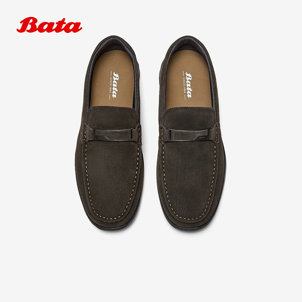 Bata乐福鞋男2025秋季商场新款英伦牛剖皮商务通勤一脚蹬30671CM5,淘宝优惠券,粉丝福利购,淘宝优惠卷
