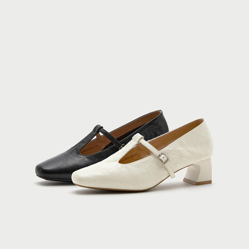 Bata羊皮书里斯舞曲玛丽珍2026春秋新款抓纹软底羊皮单鞋2610DCQ6 - 图3