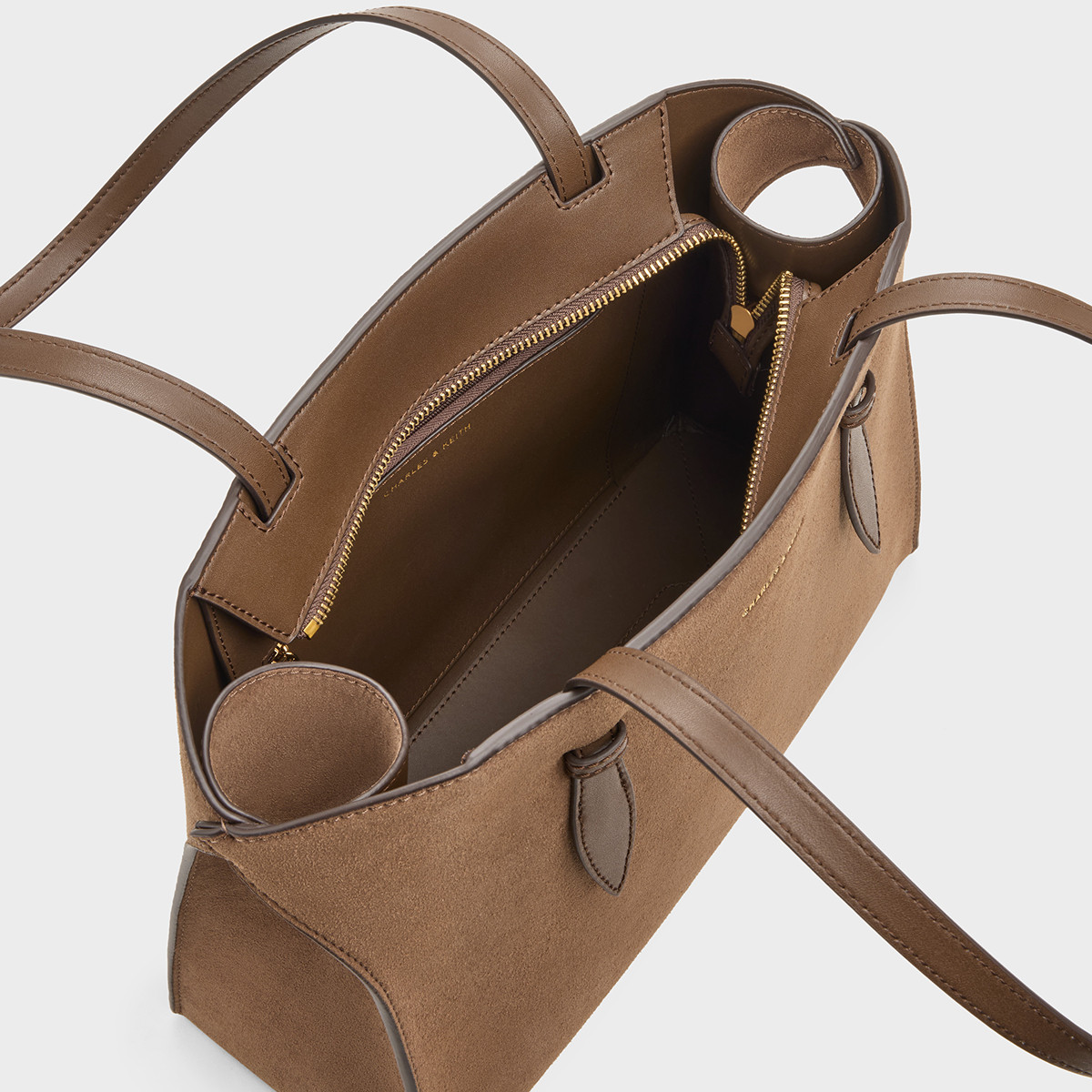 CHARLES&KEITH25冬新品CK2-30782735-1复古绒面大容量单肩托特包 - 图2