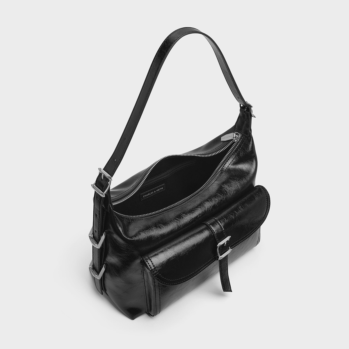 CHARLES&KEITH秋冬女包CK2-40782622大容量油蜡皮单肩腋下包hobo,淘宝优惠券,粉丝福利购,淘宝优惠卷