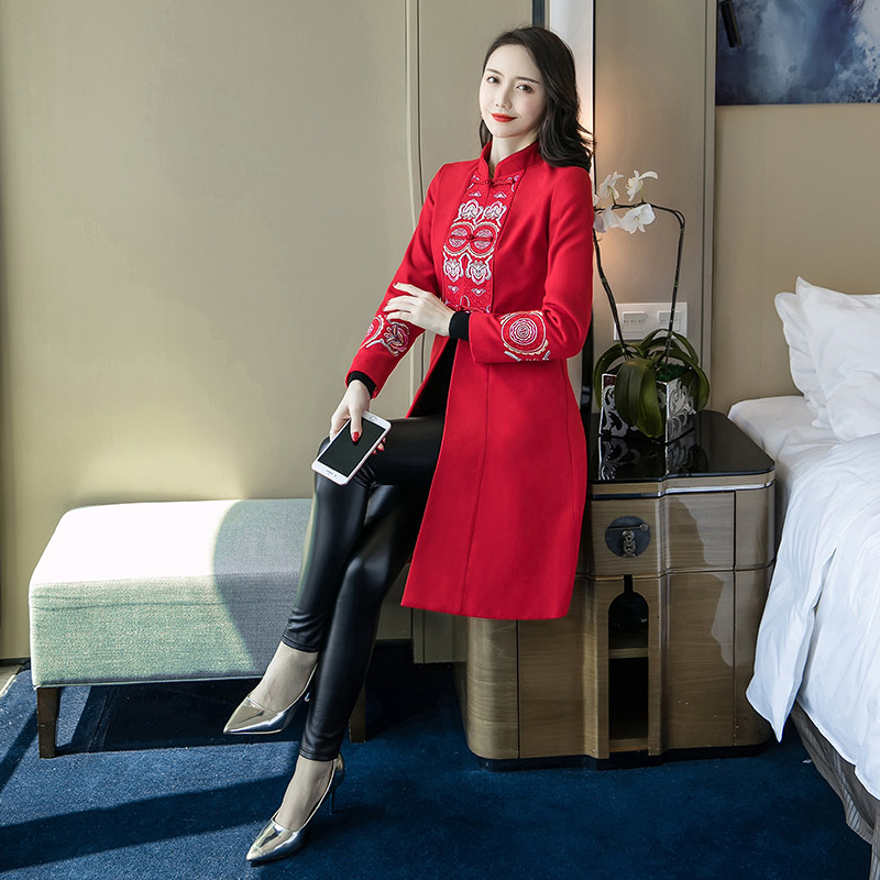 改良版旗袍女秋冬装加厚外套连衣裙 jossepon旗袍