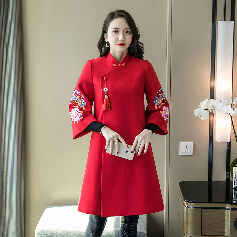 改良版旗袍女秋冬装加厚外套连衣裙 jossepon旗袍