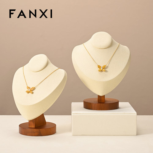 凡西FANXI项链展示架实木超纤项链模特脖子人像架吊坠陈列颈膜架 - 图0