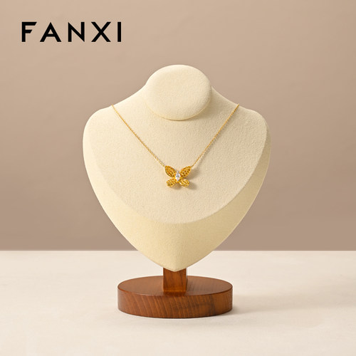 凡西FANXI项链展示架实木超纤项链模特脖子人像架吊坠陈列颈膜架 - 图2
