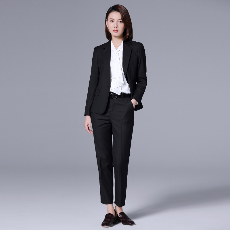 璐丝百丽黑色职业装套装女商务正装工作服西装秋上班气质休闲西服_虎窝淘