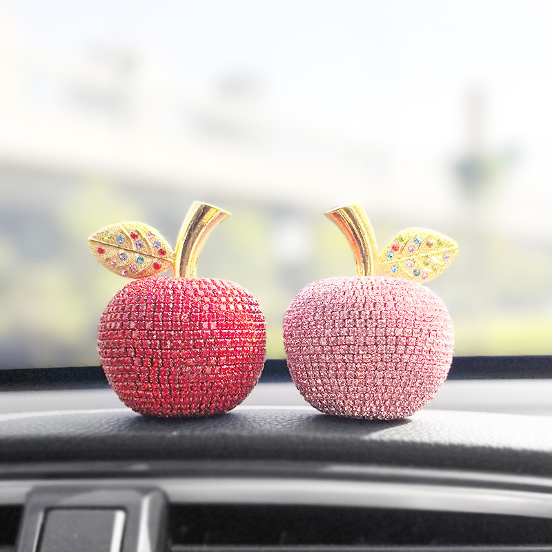 水晶镶钻创意苹果汽车高档车内装饰中控台用品车载礼品摆件平安,淘宝优惠券,粉丝福利购,淘宝优惠卷