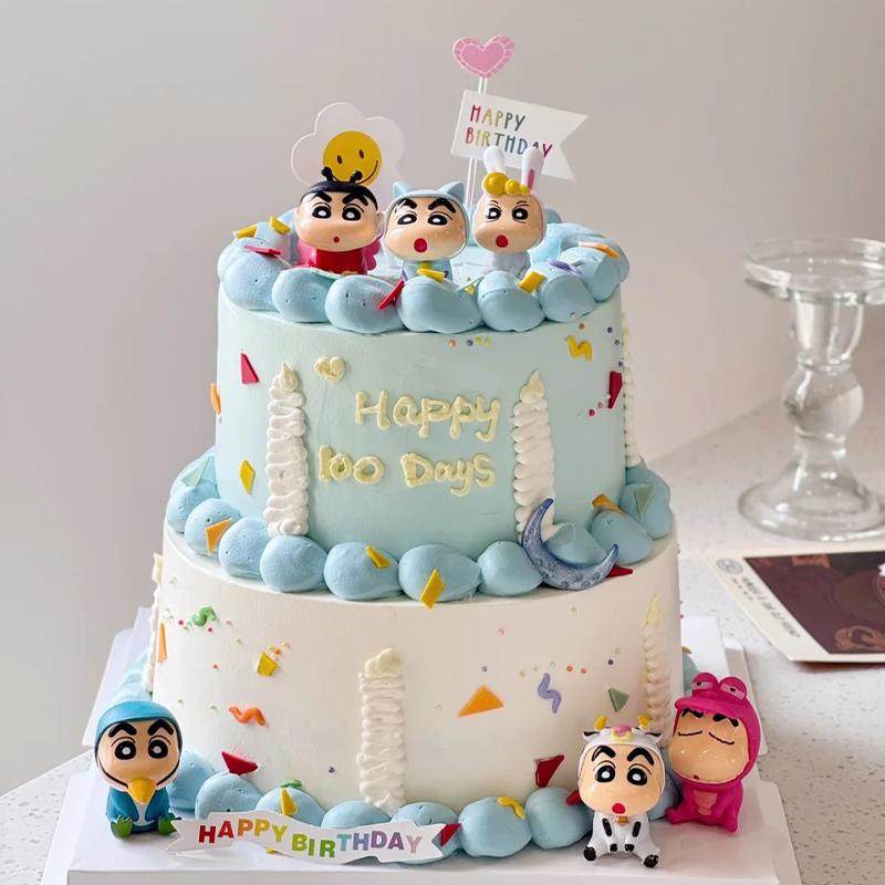 网红同款蜡笔小新生日蛋糕装饰卡通摆件笑脸爱心雨丝插件百日烘焙,淘宝优惠券,粉丝福利购,淘宝优惠卷