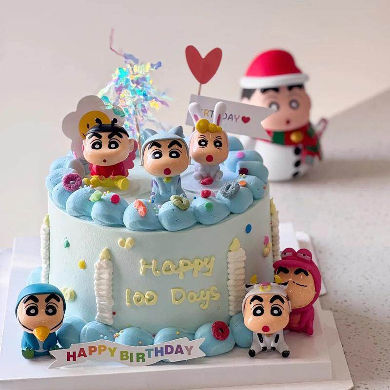 网红同款蜡笔小新生日蛋糕装饰卡通摆件笑脸爱心雨丝插件百日烘焙,淘宝优惠券,粉丝福利购,淘宝优惠卷