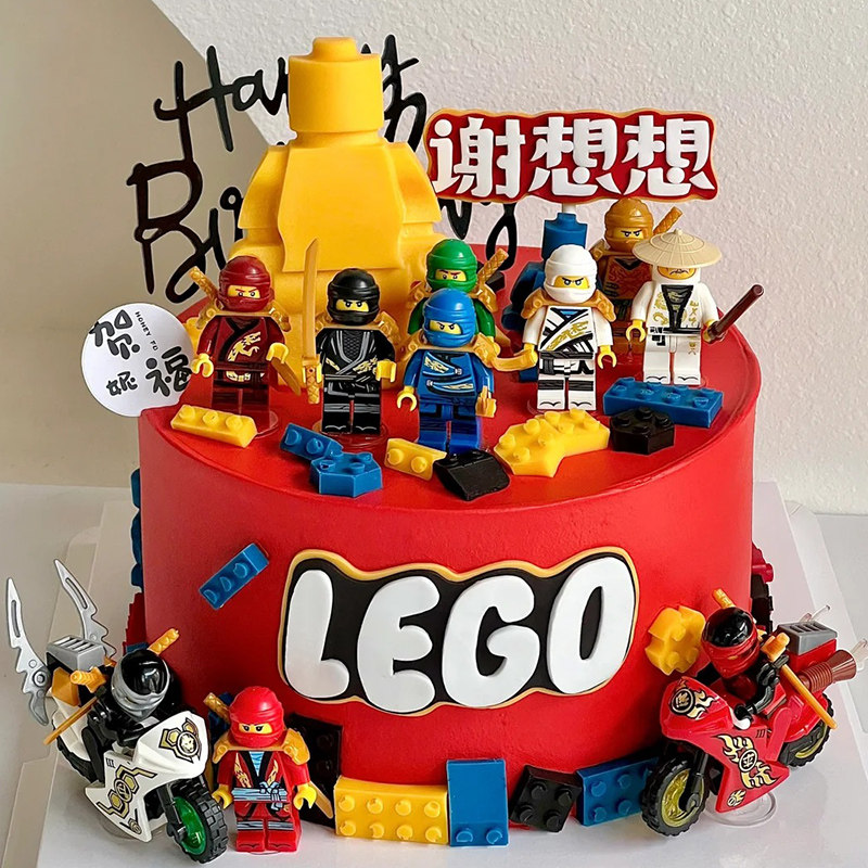 儿童生日派对蛋糕装饰摆件男孩幻影忍者玩具公仔积木模具烘焙插件,淘宝优惠券,粉丝福利购,淘宝优惠卷