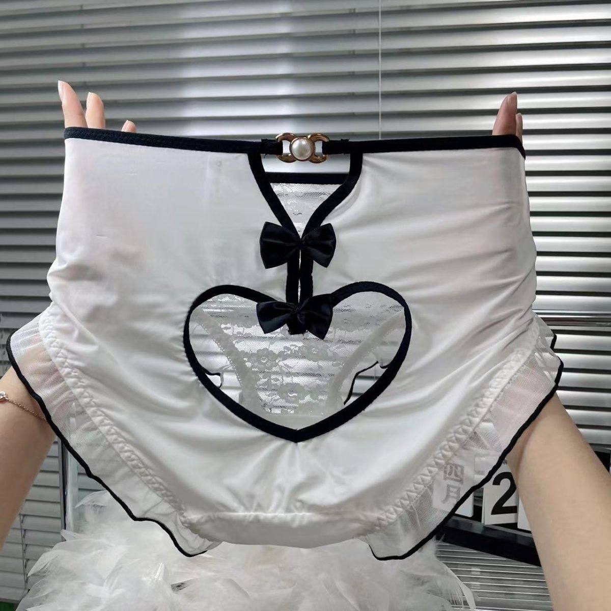 原创少女爱心镂空美臀内裤女蕾丝拼接蝴蝶结低腰三角裤纯棉裆,淘宝优惠券,粉丝福利购,淘宝优惠卷