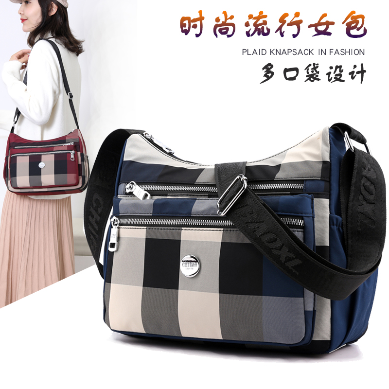 2025新款牛津单肩布袋背包多口袋百搭帆布尼龙中年妈妈斜挎女布包 - 图1