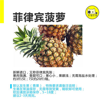 菲律宾菠萝1只新鲜大只进口都乐凤梨dole 农猫庄园深圳水果奶茶 虎窝淘
