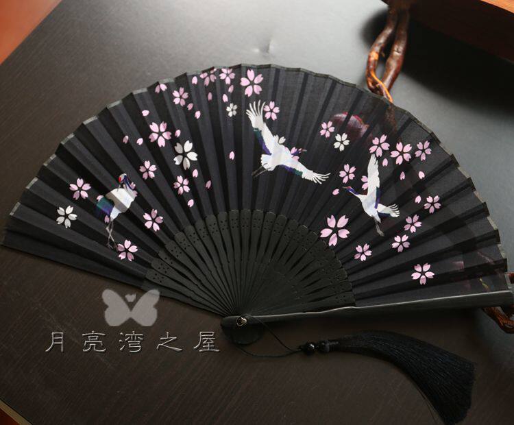 8折清仓日式和风6 6寸女扇夏季汉服扇走秀扇竹柄折扇和服扇日用扇