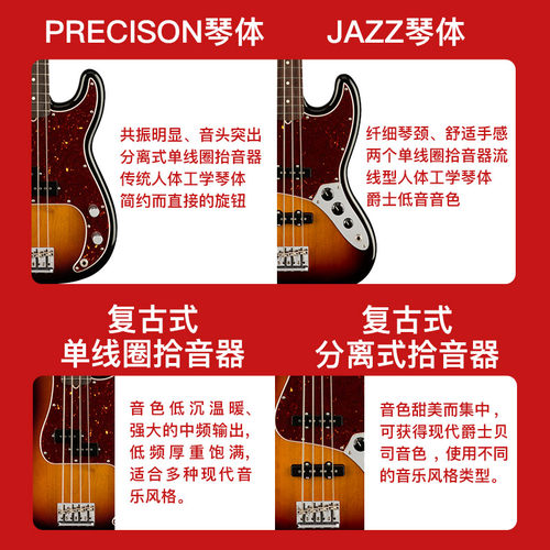 Fender芬达 美专II代 美复 美超电贝斯 P贝斯 J贝司 美产电贝司 - 图2