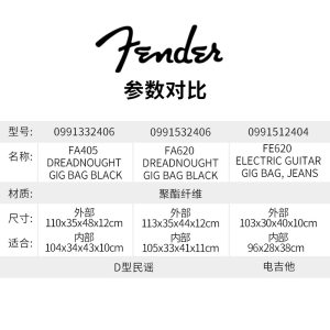 Fender芬达 精英系列吉他包 D型民谣吉他电吉他琴包 便携乐器琴包