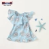 Pencil Club Kids 2019 Summer New Girls Áo sơ mi ngắn tay Big Boy Sọc Tops Áo sơ mi trẻ em - Áo sơ mi