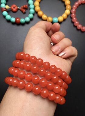 南红原矿手串项链
