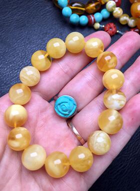 左右俄料蜜蜡颜色浓郁手串