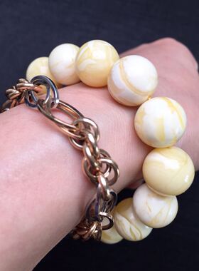 俄料 白蜡 瓷白 蜜蜡手串  13 14mm 黄金尺寸 颗颗甄选贵气有底气