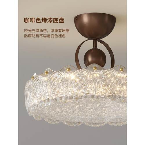 法式金箔贝壳卧室吸顶灯护眼中古法式书房主卧灯简约复古衣帽间灯 - 图3