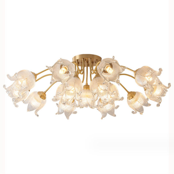 All-copper American light luxury ceiling lamp living room main light