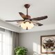 Medieval style fan lamp study room variable frequency smart ceiling fan lamp