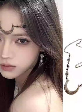 超越同款发饰金色流苏额头链女