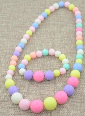百搭彩色串珠项链女多巴胺锁骨链
