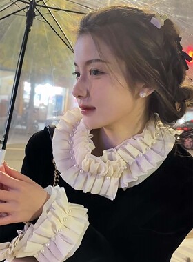 妹编发头饰黑白色丝绒蝴蝶结发夹