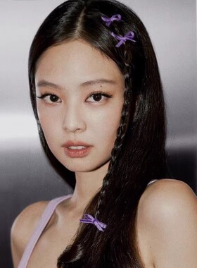 金智妮同款迷你紫色蝴蝶结发夹女