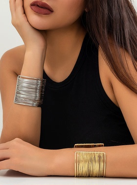 欧美夸张个性超宽手镯开口手饰