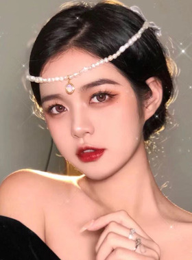少女写真发饰品珍珠额头链眉心坠