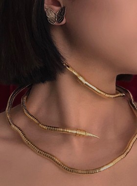 个性暗黑蛇项链挂脖颈链缠绕蛇形