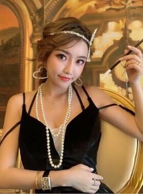 周雨彤乔夕辰同款长款珍珠长项链