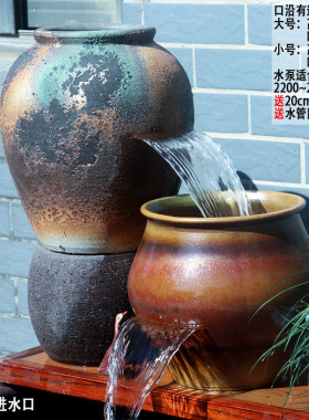 切割流水过滤罐陶瓷叠水瀑布循环增氧古法养鱼流水罐浴池流水缸大