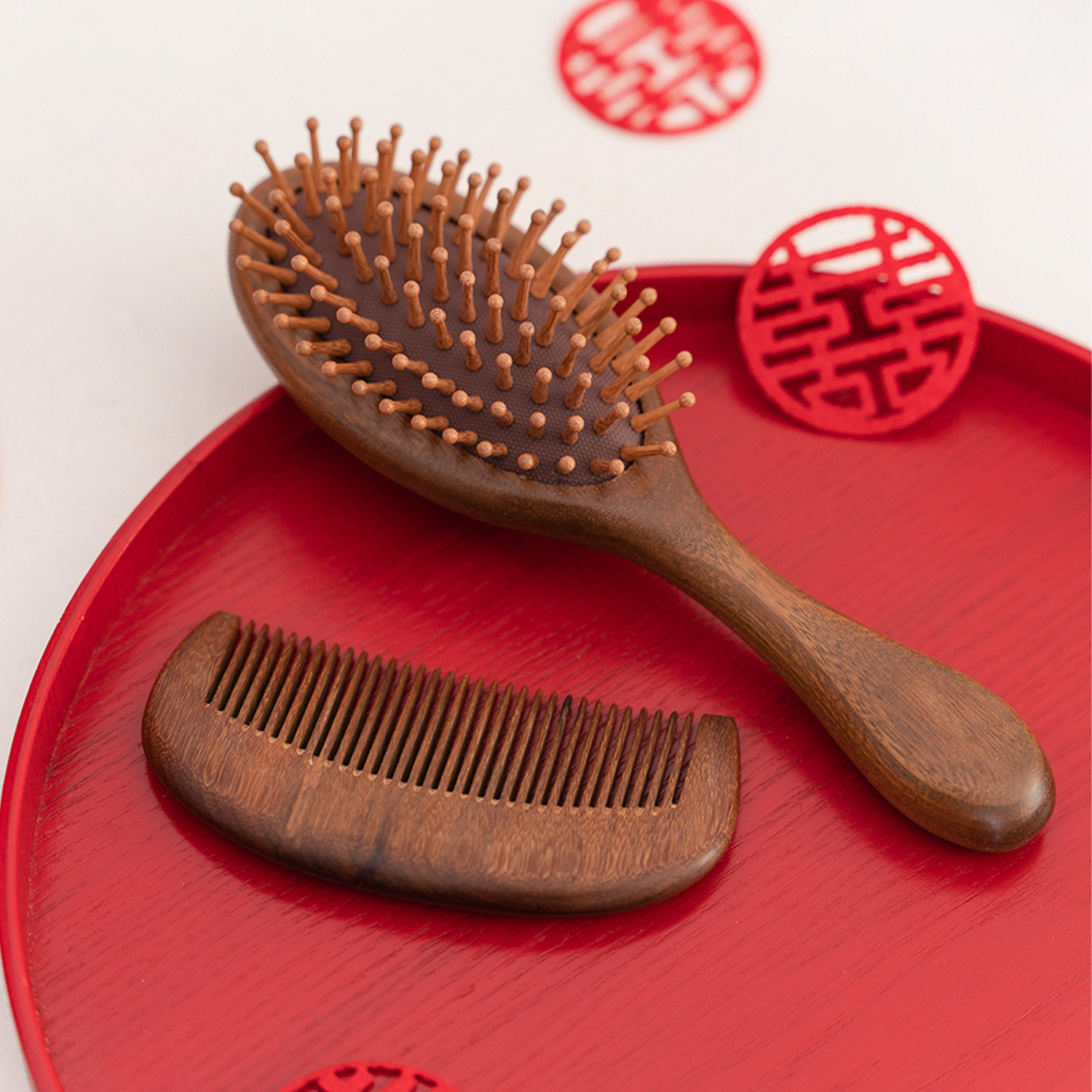 无独有偶结婚梳子红色气垫梳一对新娘陪嫁喜镜子套装礼盒礼物婚庆,淘宝优惠券,粉丝福利购,淘宝优惠卷