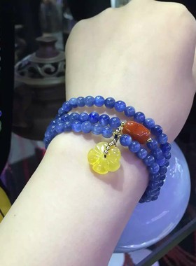 蓝晶石手链蜜蜡南红桶珠