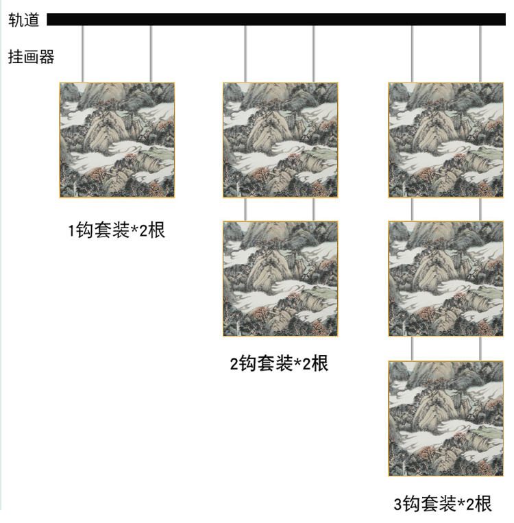 挂画器轨道挂画线挂画钩挂镜线钢丝挂绳可调节画绳移动轨道挂钩 - 图2